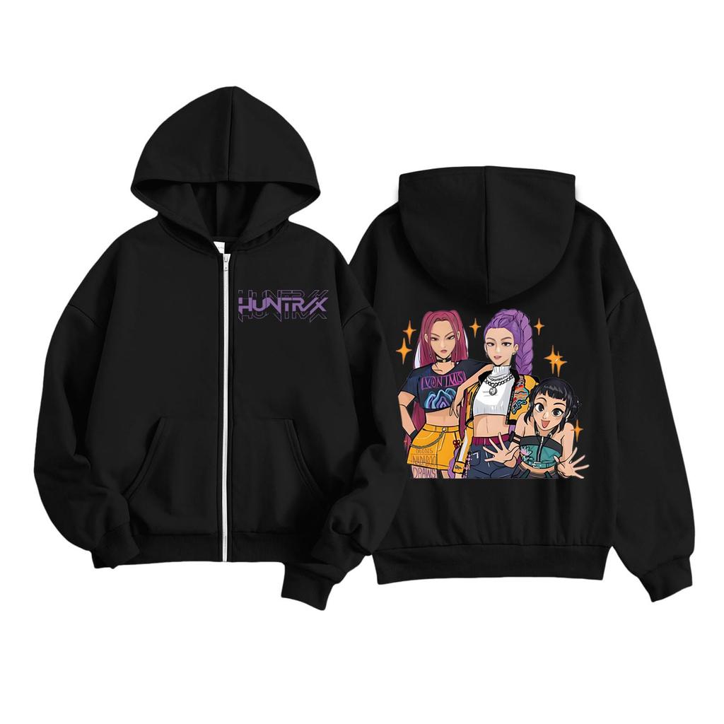 Kids Fashion Women's Lightweight Long Sleeve Zipper Hoodie Printed Hoodie With Pockets
