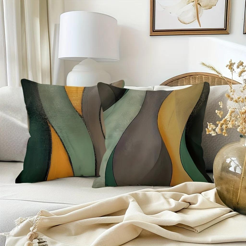 Heimdekoration Abstraktes Buntes Wellenmuster Digitaldruckmuster Kissenbezug Für Sofa, Schlafzimmer, Auto, Kissenbezug