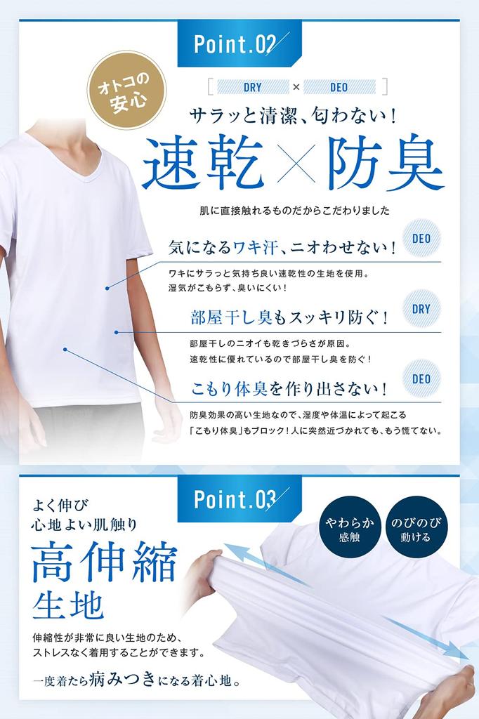 Inner Shirt Short Sleeve Underwear Set of 5 V Neck Addictive Texture [IGRESS] EASY-MODE-T Men's (M, Black)