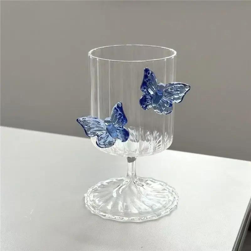 Tazza di vetro originale a gambo alto Instagram Farfalla Bicchieri da vino Bicchieri da champagne Bicchieri da cocktail estetici Regali di Natale