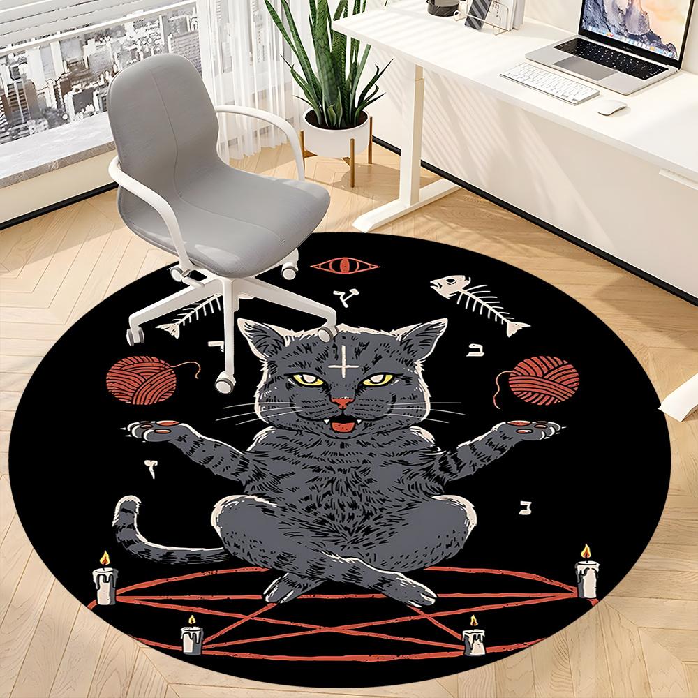 1pc Witchcraft Paganism Office Round Area Rug, Indoor Mat Suitable ForOffice, Under Office Chairs Bedroom Living Room Home Decor, Room Deco U18