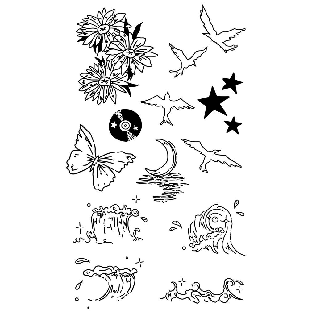 Y2K Sexy Butterfly English Cross Finger Waist Belly Tattoo Sticker Holiday Party Decoration Sticker