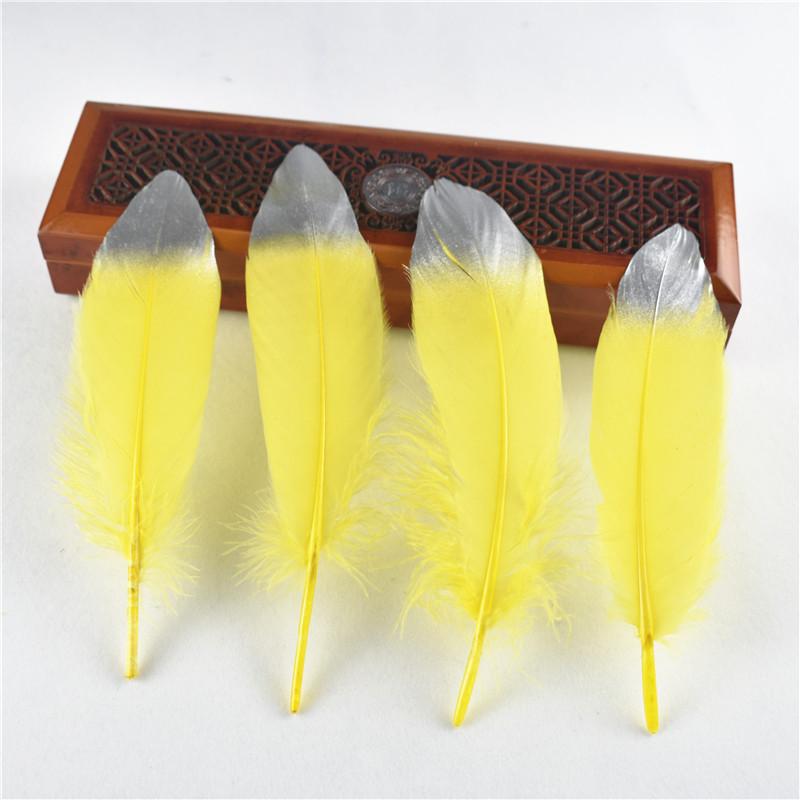 50Pcs Dip Golden Head Goose Feathers 15-20cm/6-8" Gold Feathers Natural Pheasant Feather for Crafts Assesoires Plume Decoration
