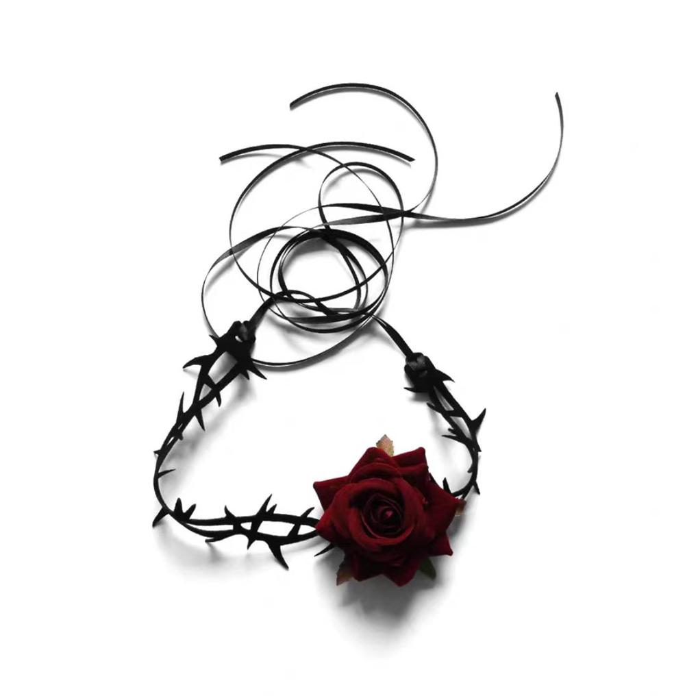 Novelty Halloween Costume Accessories Day of The Dead Headpiece Rose Flower Necklace  for Women