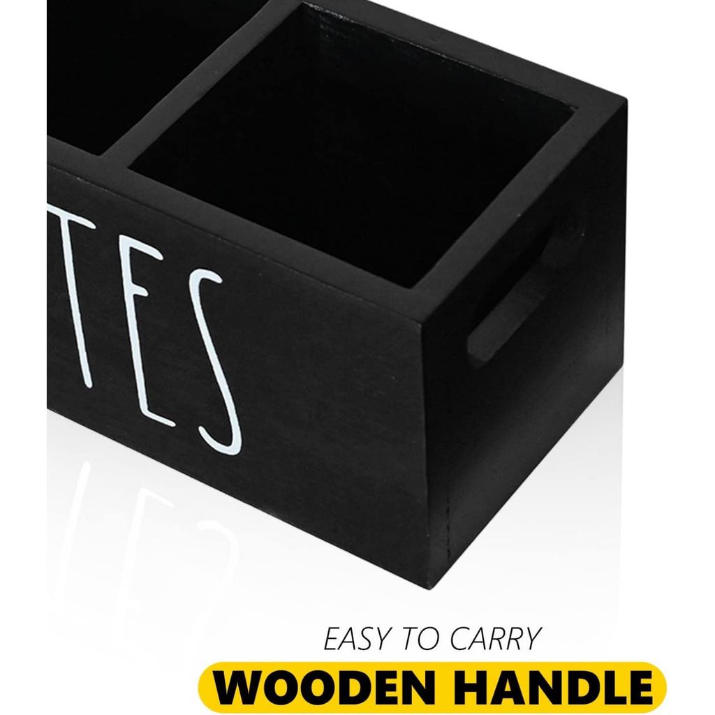 Remote Control Holder, Farmhouse Remote Storage Caddy, Bedside TV Controller Box, Rustic Wood Media Organizer Tray for Home Bedroom Table