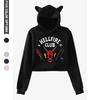 NEW Arrival Women's Fashion Long Sleeve Crop Top Hoodie Hellfire Club Printed Girls Hoody