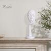 Stable Base Decoration Abstract Contemplative Face Resin Sculpture, Minimalist Hand-on-Chin Bust Statue for Desk Living Brushed Black Ornament