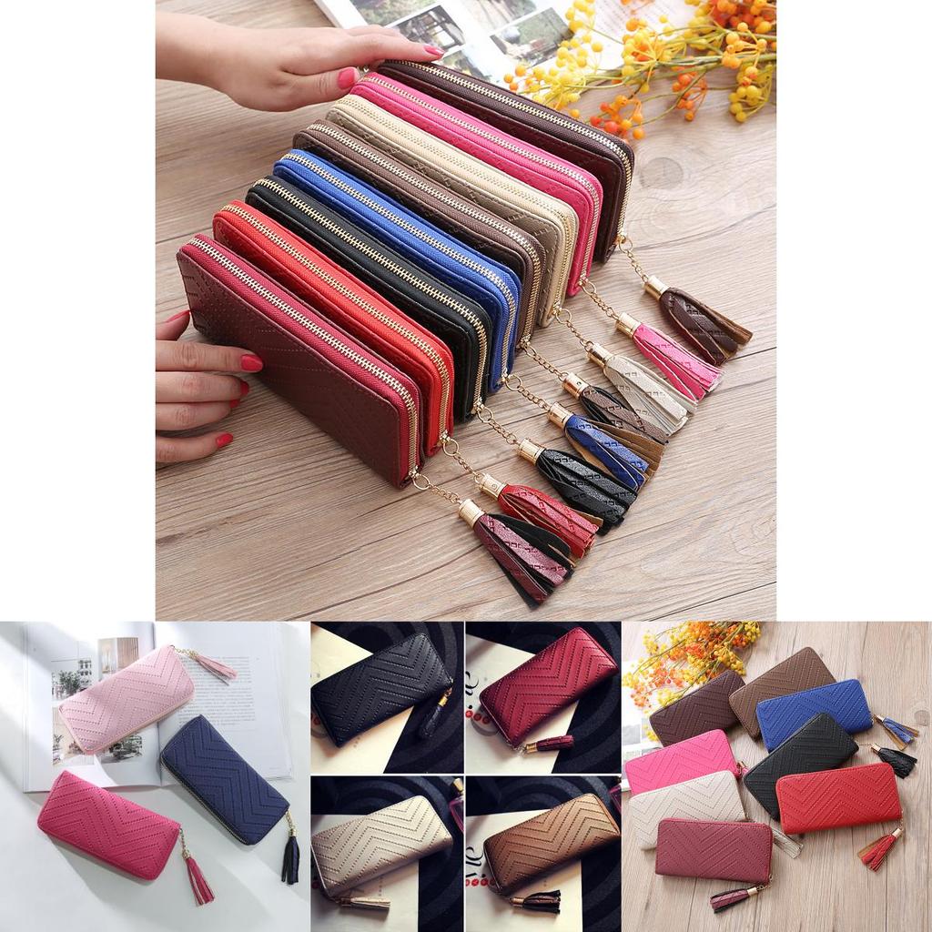 Stylish Long Zipper Wallet For Women With Trendy Tassel Design In Elegant Colors