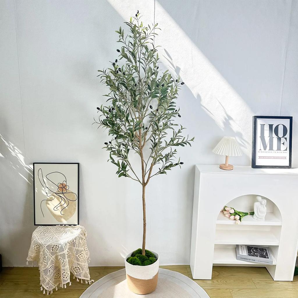 65-200CM Artificial Olive Plant tree High Branches Faux plant Plastic Leaf Ornamental indoor Artificial Plant for Home Decor