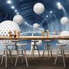 3D-Kreis-Kugel-Tapete, stereoskopisches Raumfresko, Wohnzimmer-Sofa-TV-Hintergrundtapete, Wandbild