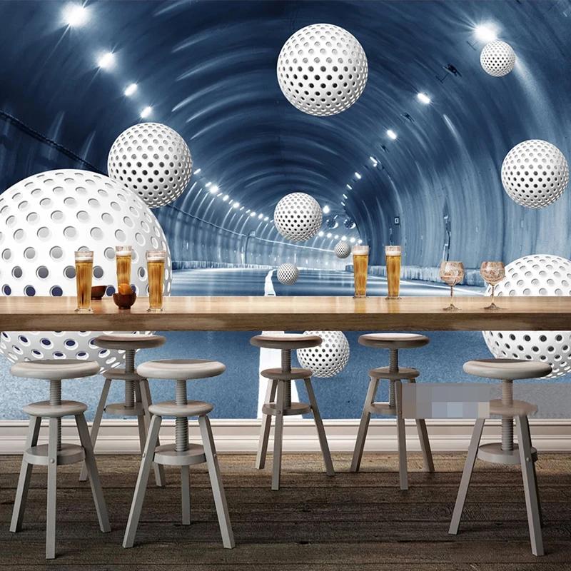 3D-Kreis-Kugel-Tapete, stereoskopisches Raumfresko, Wohnzimmer-Sofa-TV-Hintergrundtapete, Wandbild