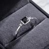 Copper Adjustable Open Ring Square Black Zircon Side Inlaid Tiny Cz Fashion Ring Unisex Daily Jewelry Gift