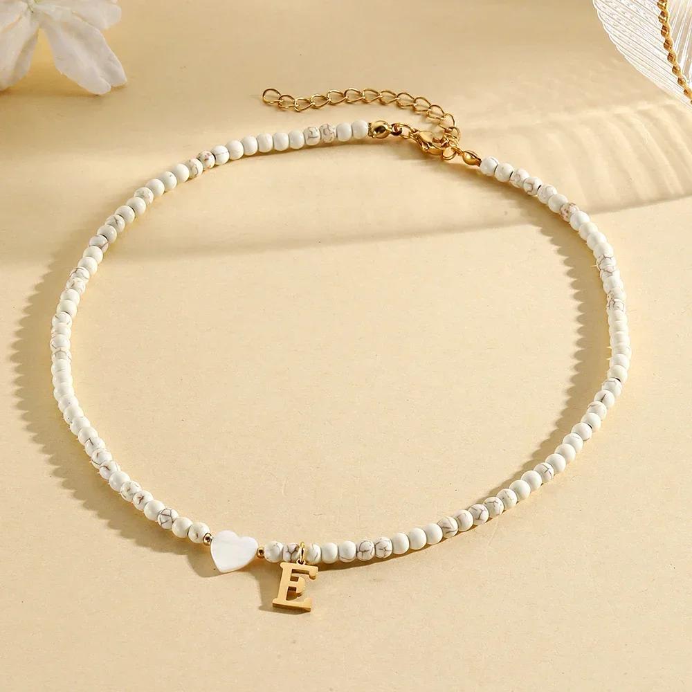Bohemian Choker Neck Necklaces Heart-shaped Shell Letter Pendant Beads Women Necklace Woman Trend Jewelry Gift 2025