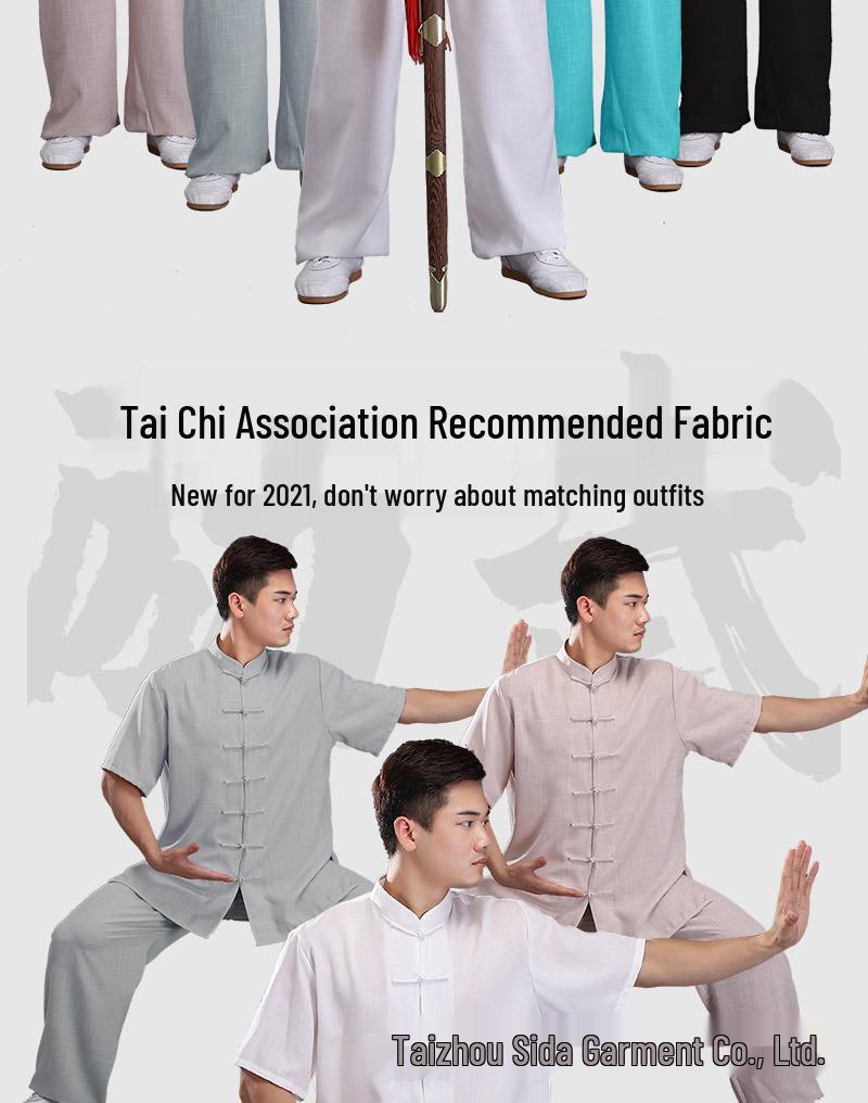 Men's Bamboo Cotton Linen Tai Chi Wushu Suit - Chinese Style Practice Clothing, Thin for Spring/Summer Morning Exercise