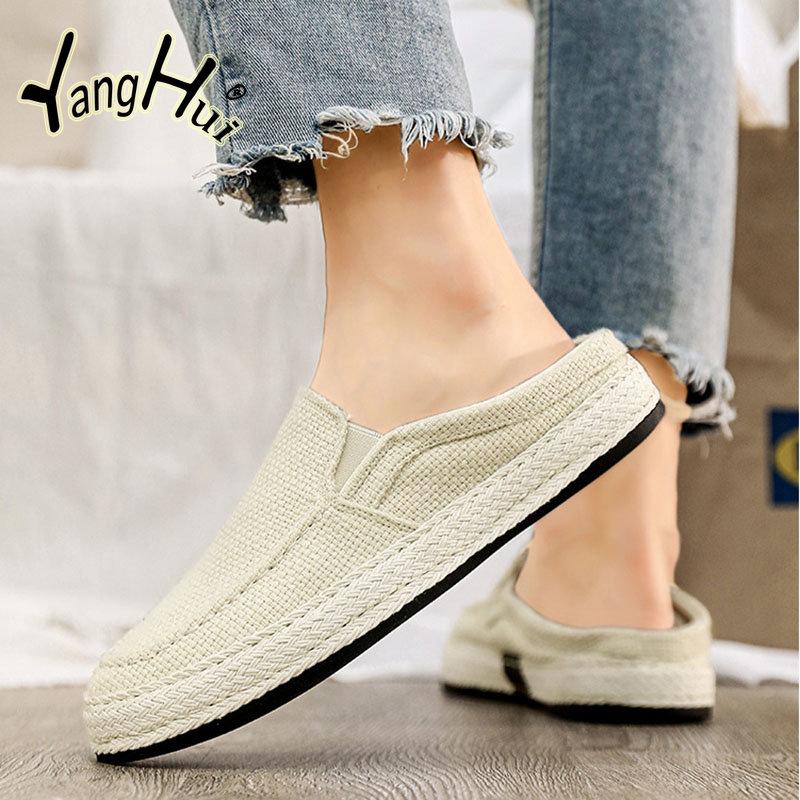 Casual Canvas Flat Bottom Comfortable Breathable Shoes for Men 2024 New Fashion Simple Solid Color Anti-slip Cloth Shoes Summer