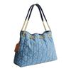 Coach Chain 35 Diamond Chain Underarm Bag Denim Shoulder Bag Large Women's Blue
