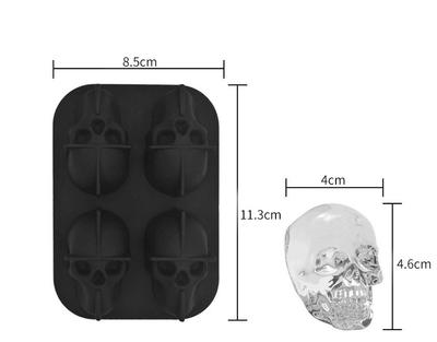 Skull Ice Ball Mold Silicone 3D Flexible Ice Cube Trays BPA Free Ice Trays For Freezer Horror Skull Head Cocktail Ice Ball Maker