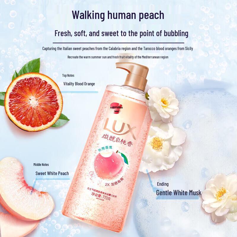 Lux White Peach Scent Bubble Refreshing Shower Gel