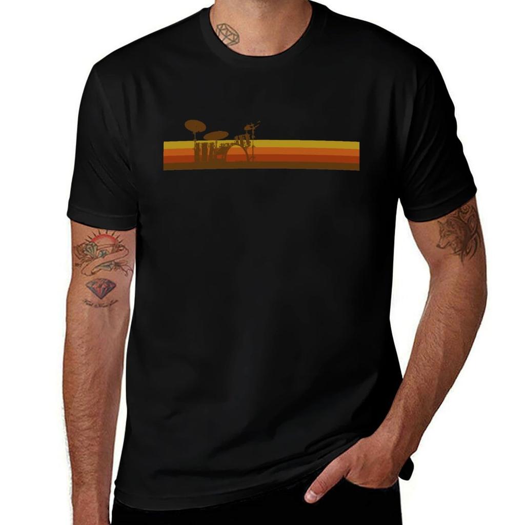 Vintage Drum Kit Tequila Sunrise Runner Tshirt Relaxed Fit Casual Short Sleeve Top