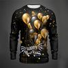 Santa Claus Pattern T-Shirt For Men Christmas Balloon 3D Printed T Shirts Autumn Casual Long Sleeves Loose Round Neck Tops Tees