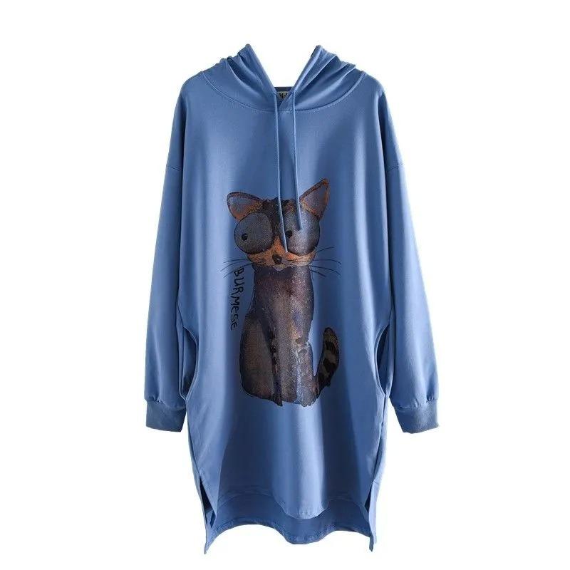 Maternity Hooded Sweater Large Size Belly Cover Not Show Hips Cover Thin Versatile Trendy Top