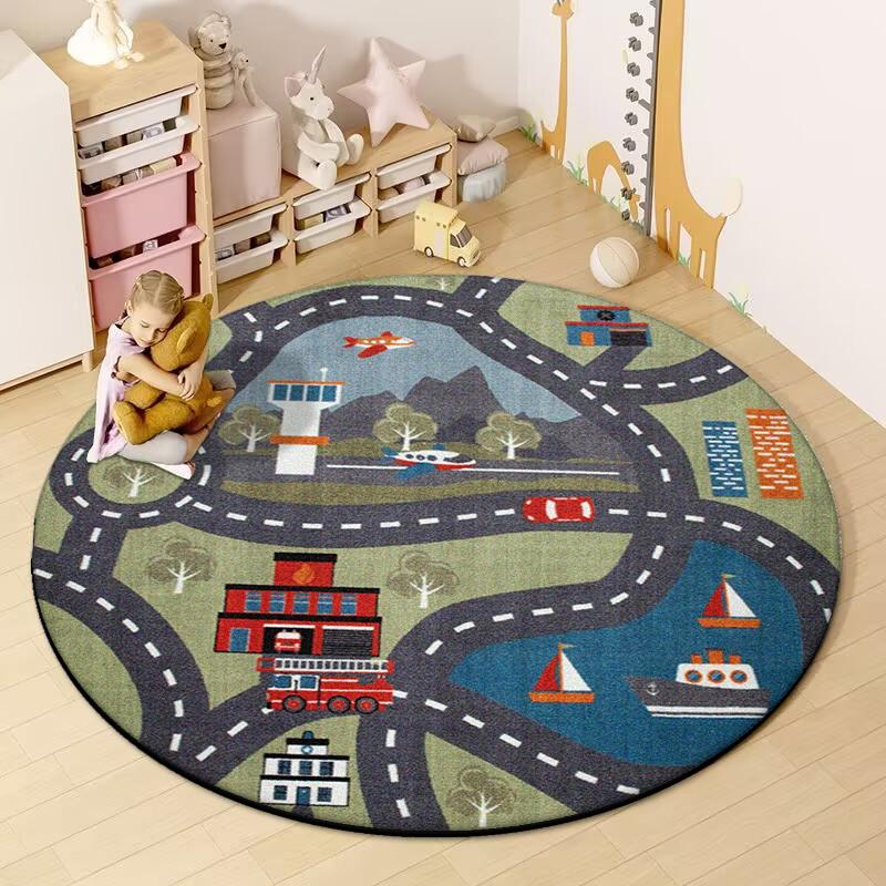 

Ковер дорожный трафик круглый ковер для детской комнаты гостиной украшение коврики питомник детский игровой коврик для ползания нескользящий коврик для пола детская спальня 4.5ft(140x140cm)