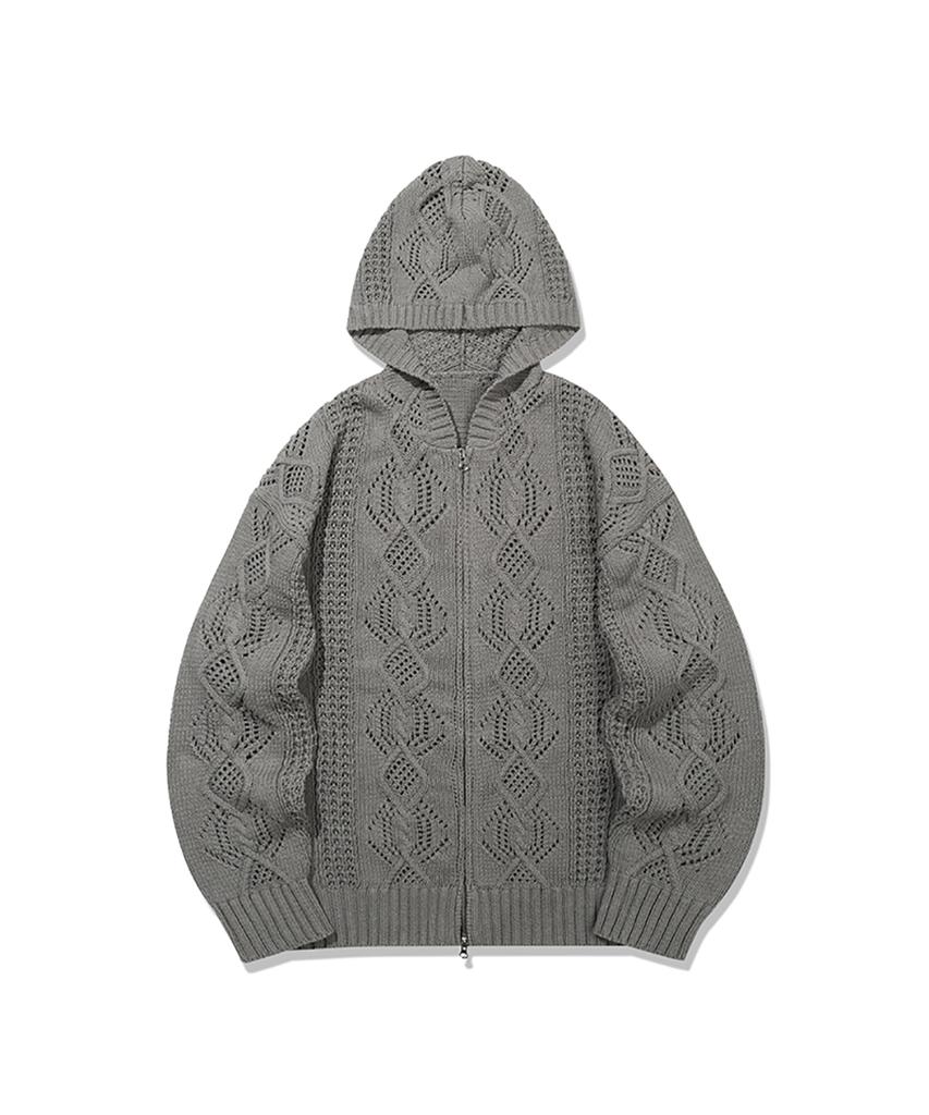 Mainbooth Neutral Punching Zip-Up Sweater(Charcoal)