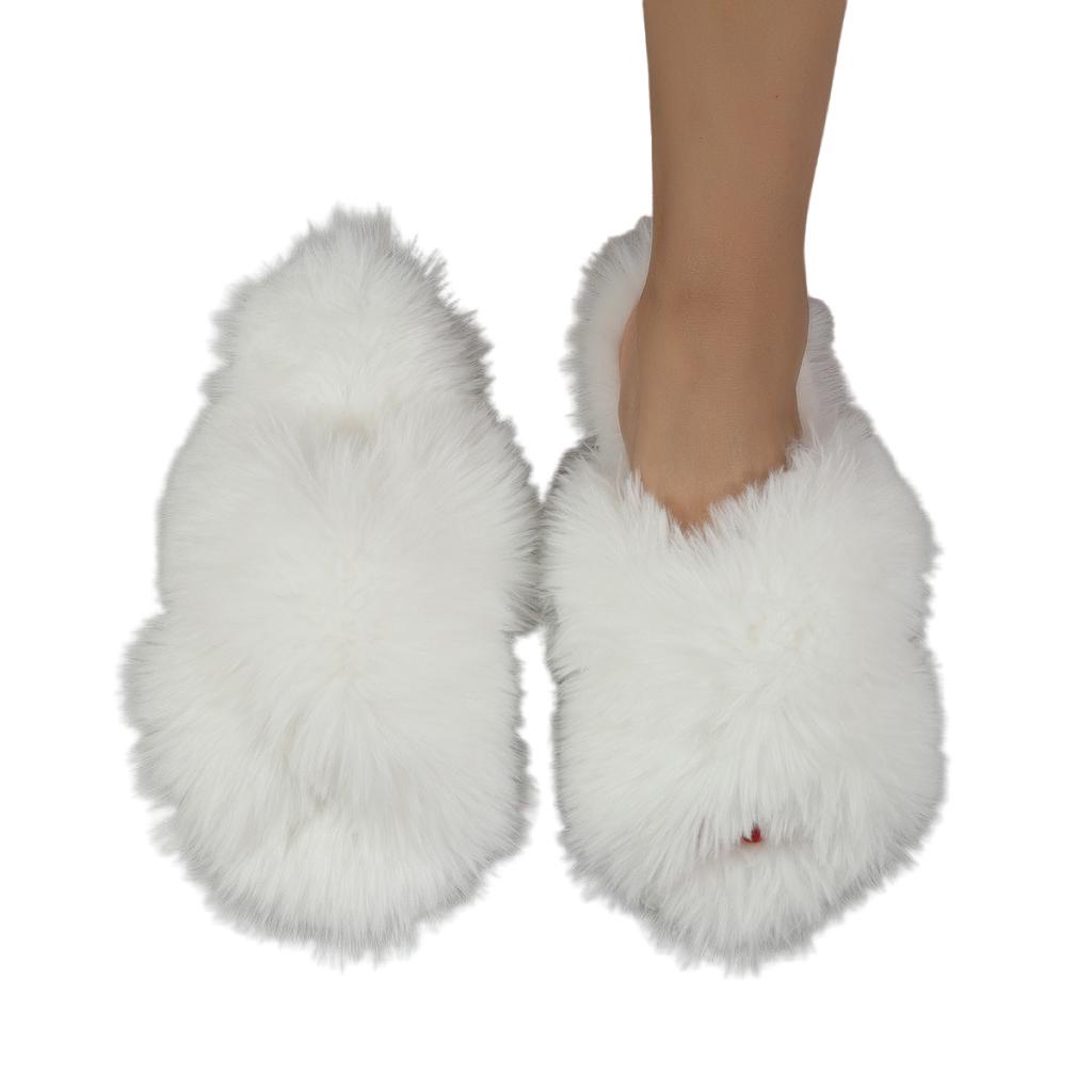 Men's and Women's Same Cotton Drag Couple's Slippers One-word Cross-hairy Design Slippers Winter Sweat-absorbing Anti-