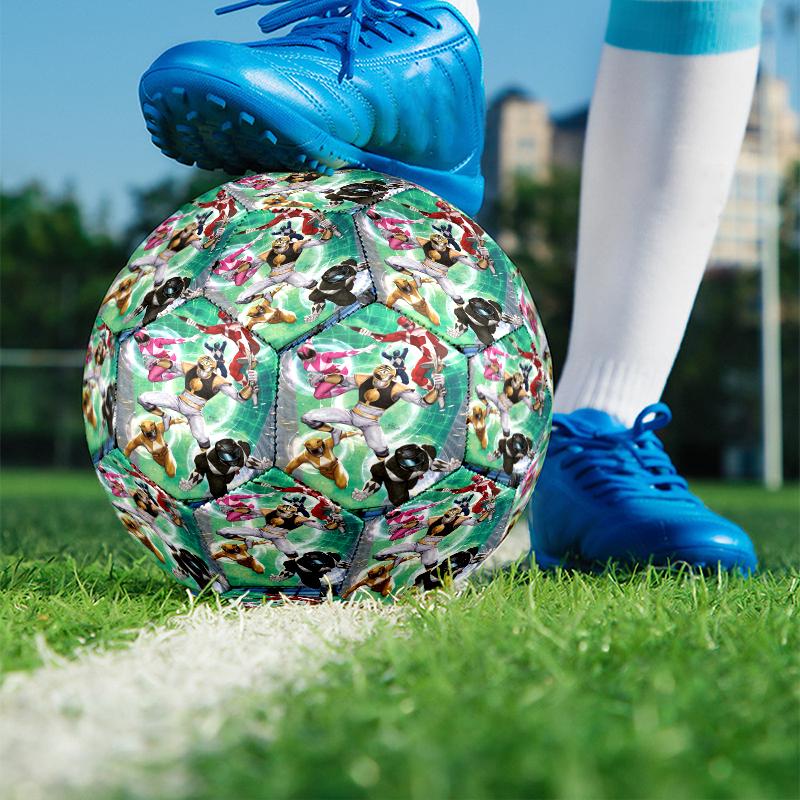 Mighty Morphin Power Rangers Print Size 5 Soccer Ball, PU Wear Resistant Football for Match Training and Daily Practice, Birthday Gift for Soccer Fans