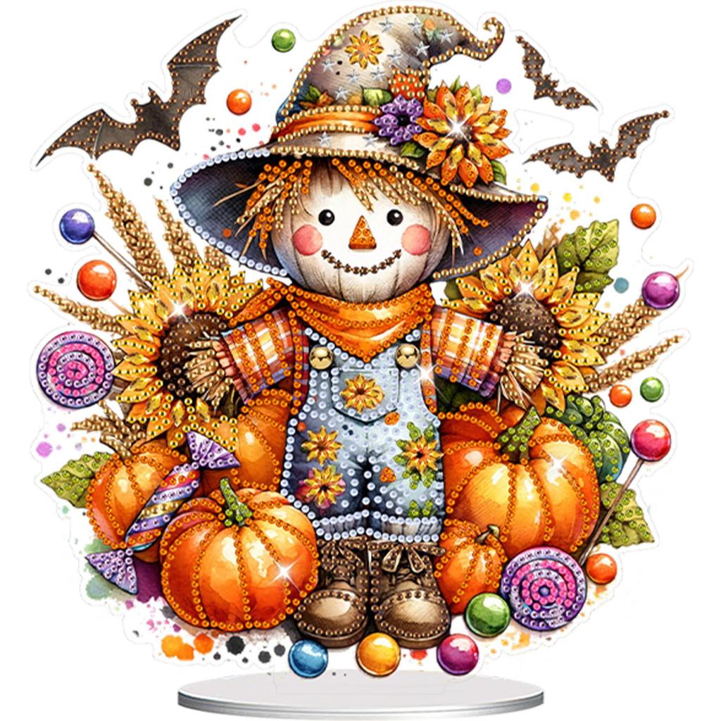 Acrylic Happy Halloween Diamond Painting Tabletop Ornaments Kit Table Top Diamond Painting Ornament Kits for Home Office Decor