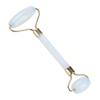 1Pc Artificial Jade Doublehead Beauty Roller AntiAging Face Eye Neck Massager Tool(White)