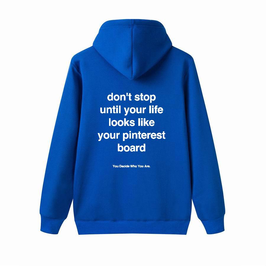 Don't stop Hoodie Loose Plus Hoodie, Kangaroo Pocket Letter Hoodie