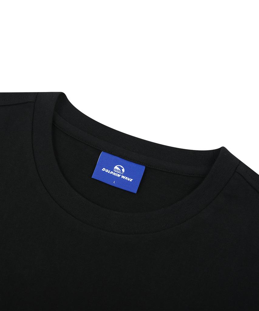 DOLPHIN WAVE APPAREL [Set] Dolphin Mini Chain Embroidery 16-Count Short Sleeve T-Shirt Black & Arch Logo Single-Pleat Shorts Black