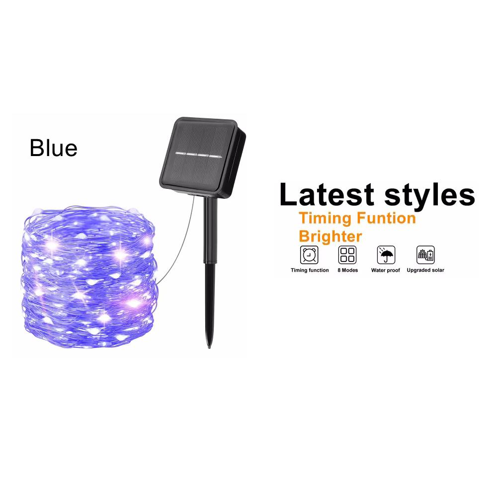 1pc Solar-Powered LED Fairy Lights Waterproof Copper Wire String Lights for Outdoor Garden Christmas Tree, Wedding Camping Decor