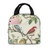 Vintage Bird And Botanical Branch Insulated Lunch Bag for School Cooler Thermal Food Box Tote Leakproof Lunch Boxes Container