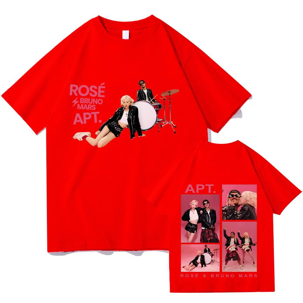 APT ROSÉ & Bruno Mars T-Shirts Neues Muster Design Sinn T-Shirts Hohe Qualität Baumwolle T-Shirts Mode Damen Herren Beidseitig Unisex Band T-Shirt Sommer Oberteile