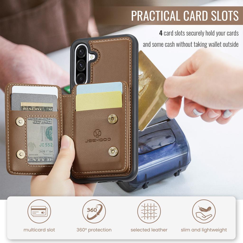 Etui JEEHOOD J05 ze skóry na Samsunga Galaxy A56 5G z odpinaną magnetyczną kieszonką na karty