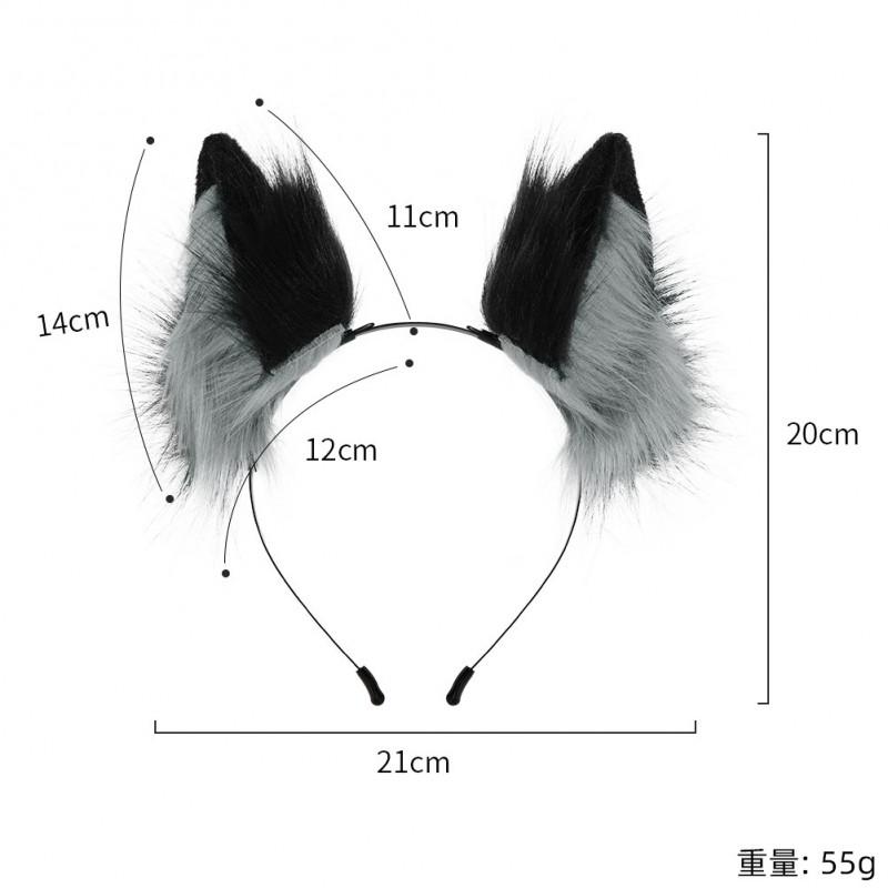 Handmade Plush Wolf Ear Headband Cosplay Accessory Anime Costume Unisex Animal Ears Hairband
