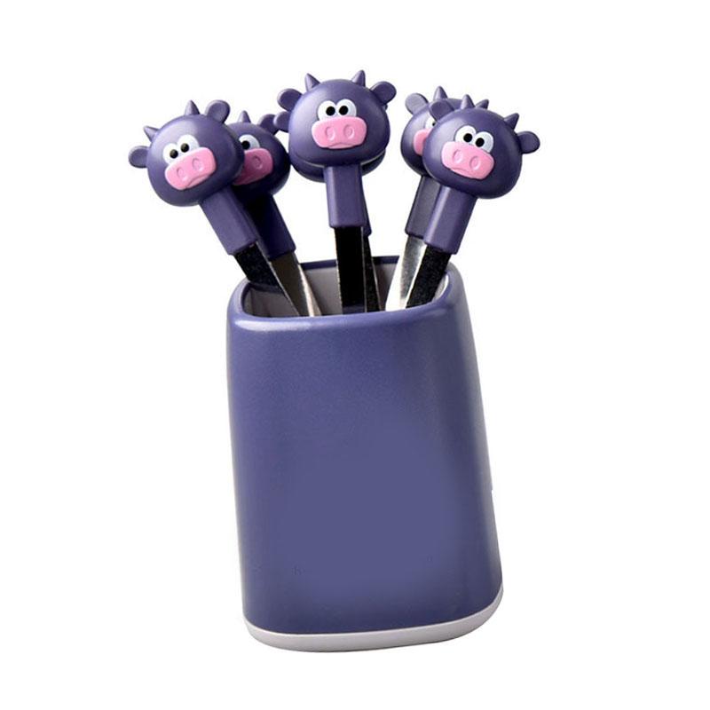 

6PCS Fruit Fork Set for Kids Stainless Steel Cute Cartoon Calf Animal Food Picks Dessert Forks for for Lunch Box Party