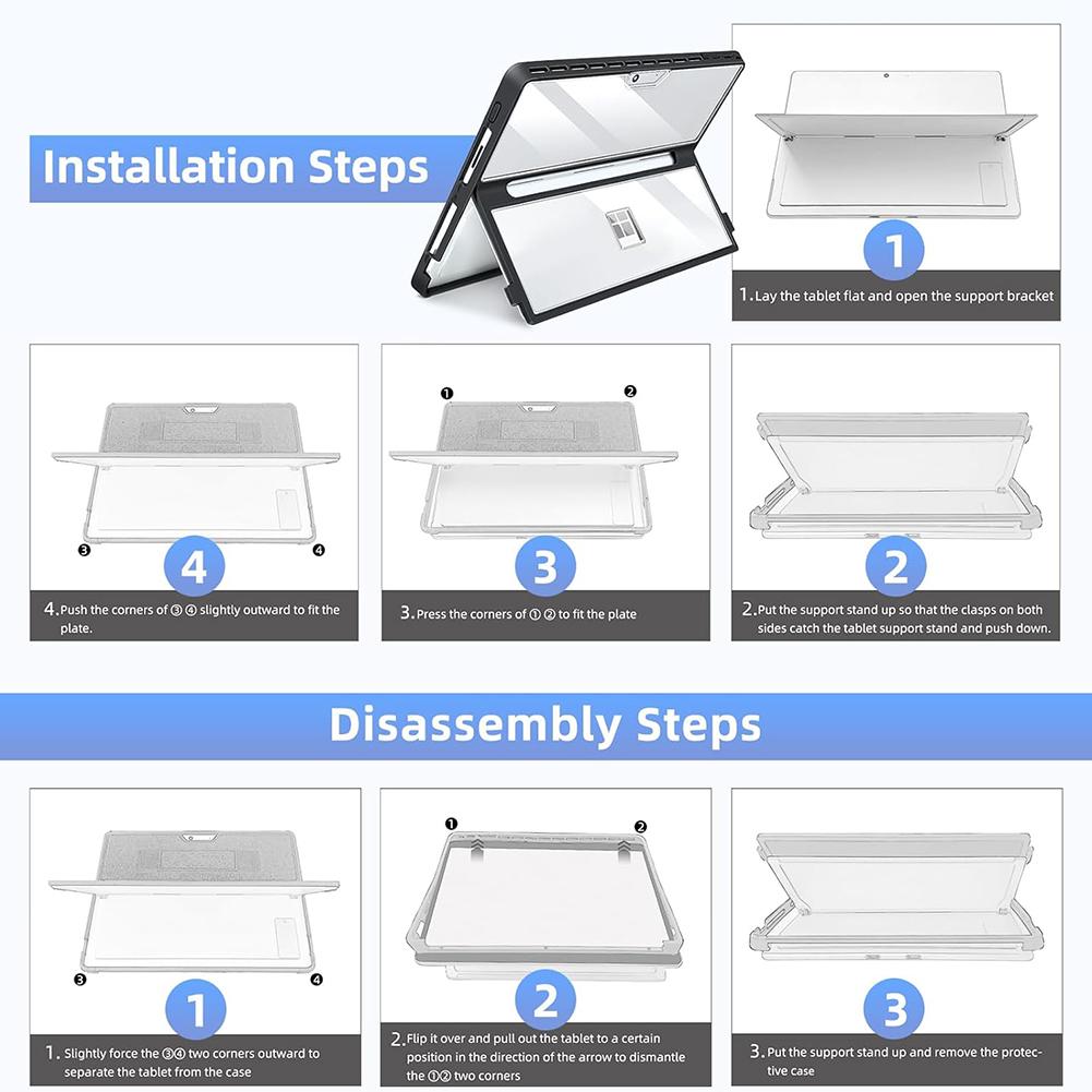 Case for Microsoft Surface Pro 11/10/9/8 13Inch Shockproof Protective Rugged Cover Compatible with Type Cover Keyboard