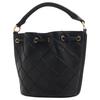 Tory Burch Fleming Logo Brass Accents Pleated Quilted Leather Bucket Bag Women Handbags Black 142565-001