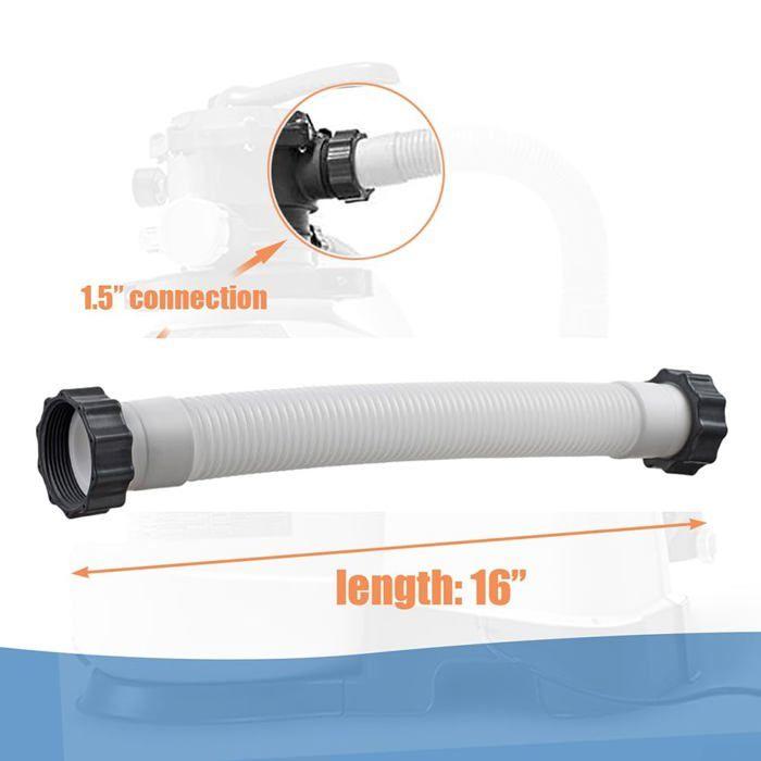 Lot de 2 tuyaux pour pompe filtre à sable piscine 40,6 cm – polyéthylène avec raccords écrous