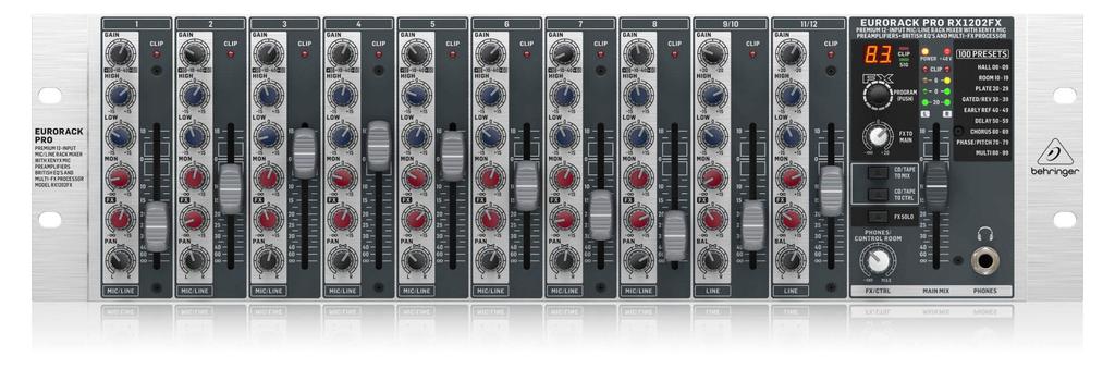 Behringer Analog Mixer 3U Size 12ch High Quality Mic Preamp with FX RX1202FX V2
