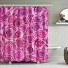 Bathroom Decor Shower Curtain Pink Roses Print Bath Rug White Bathtub Cover Home Decoration Waterproof Fabric 69X72 (L)