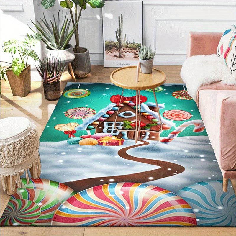 1pc Candy House Design Area Rug - Soft, Anti-Slip, and Durable Gaming Room Decor for Bedroom
