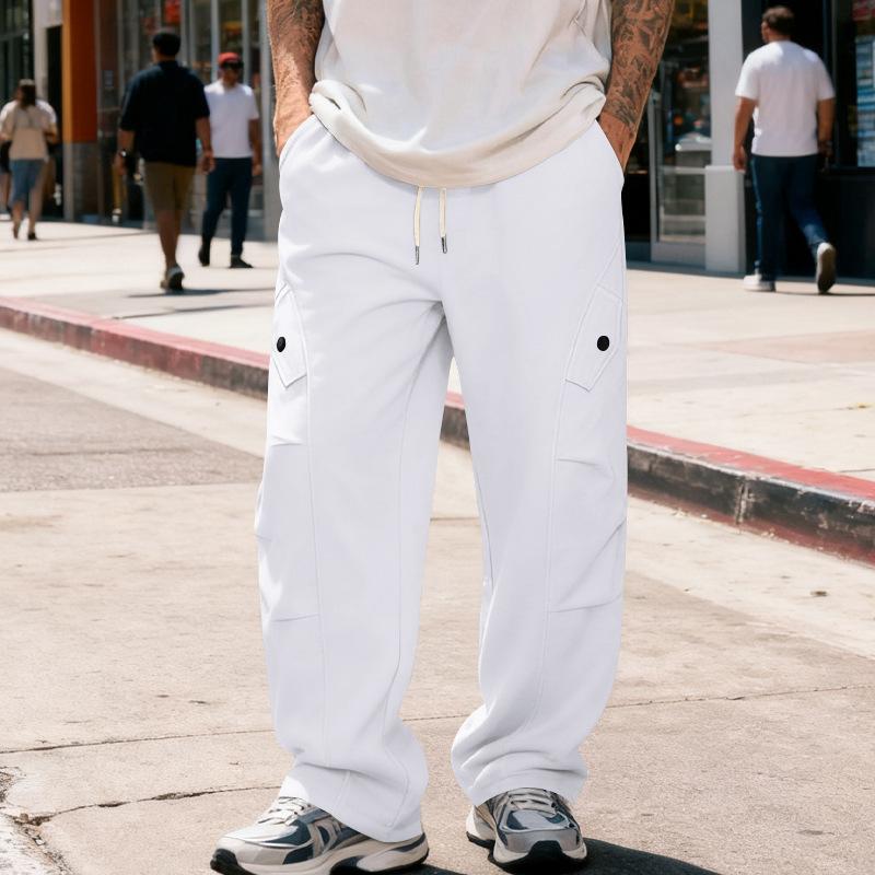 American Men s Winter Hip-hop High Street Twill Wide-leg Scimitar Casual Sports Straight Sweatpants S