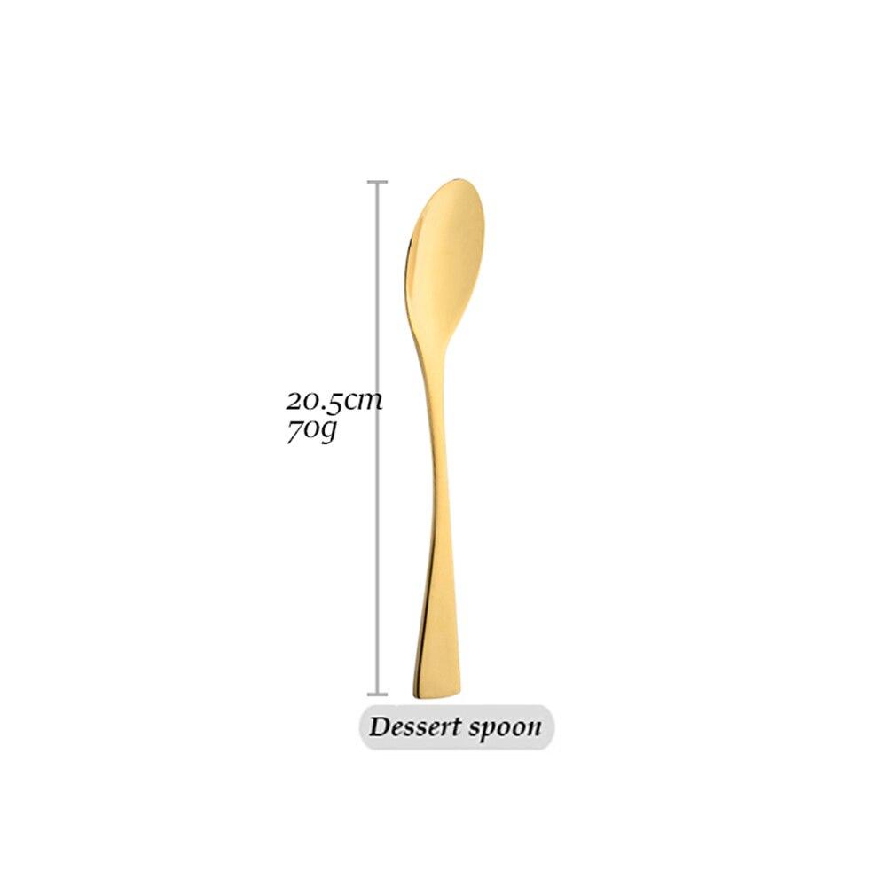 Sada zlatých jídelních příborů 18/10 nádobí z nerezové oceli Západní vidlička Steak Nůž Lžíce na svatební příbory
