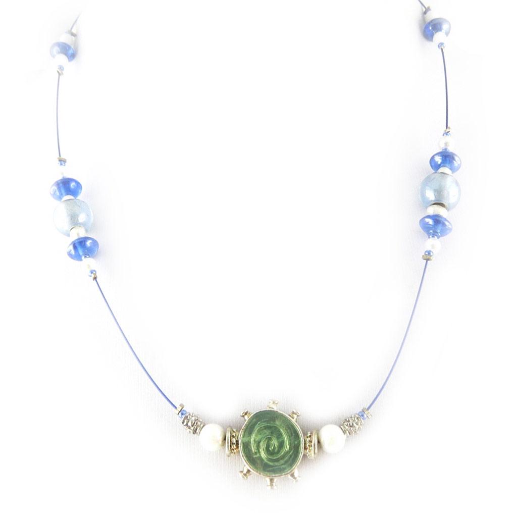 Les Trésors De Lily [D0928] - Designer Necklace 'Sole Mio' Blue