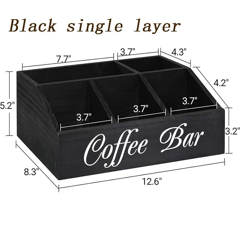 

Wood Rustic Coffee Bar Organizer Countertop Wooden Coffee Bar With Drawer Kitchen Cabinet Pantry Organizer and Bins for Snacks