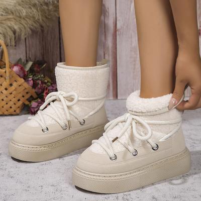 Winter Oversized Thick Soled Casual Snow Boots 2024 New Warm and Versatile Lamb Wool Ankle Strap Cotton Boots
